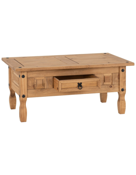 Corona 1 Drawer Coffee Table - Distressed Waxed Pine