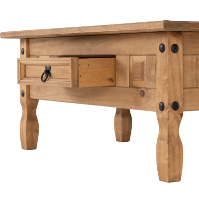 Corona 1 Drawer Coffee Table - Distressed Waxed Pine