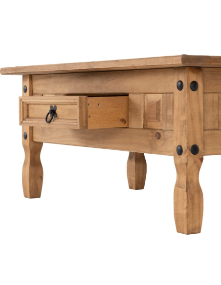 Corona 1 Drawer Coffee Table - Distressed Waxed Pine