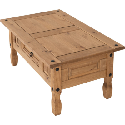 Corona 1 Drawer Coffee Table - Distressed Waxed Pine