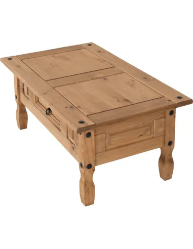 Corona 1 Drawer Coffee Table - Distressed Waxed Pine