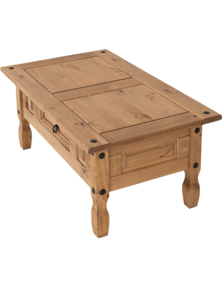 Corona 1 Drawer Coffee Table - Distressed Waxed Pine