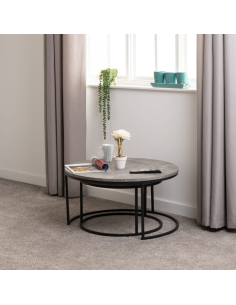 Athens Round Table Coffee Table Set - Concrete Effect 2