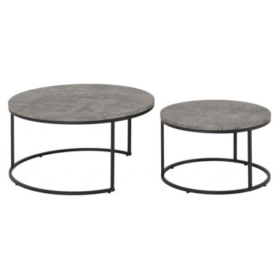 Athens Round Table Coffee Table Set - Concrete Effect