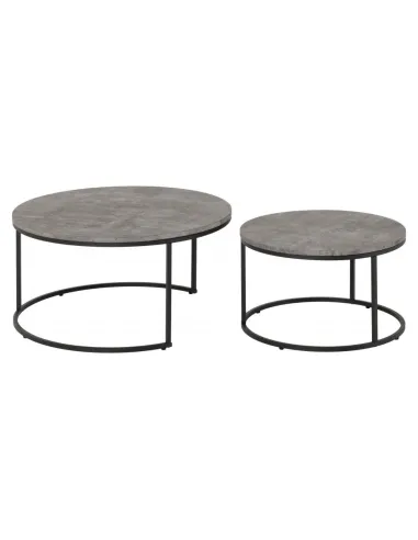 Athens Round Table Coffee Table Set - Concrete Effect