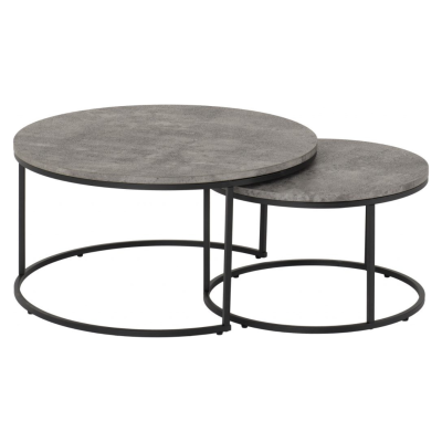 Athens Round Table Coffee Table Set - Concrete Effect