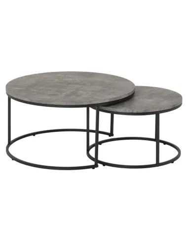 Athens Round Table Coffee Table Set - Concrete Effect