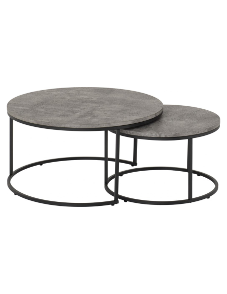 Athens Round Table Coffee Table Set - Concrete Effect