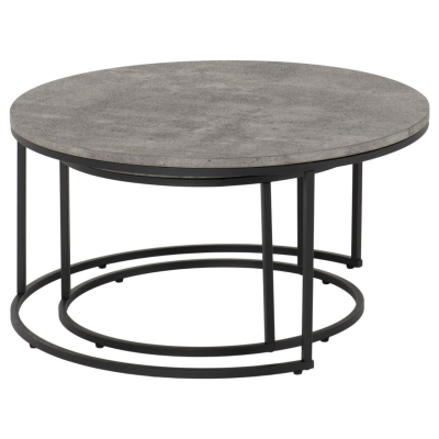 Athens Round Table Coffee Table Set - Concrete Effect