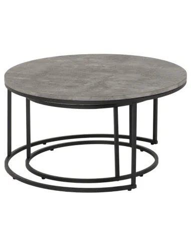 Athens Round Table Coffee Table Set - Concrete Effect