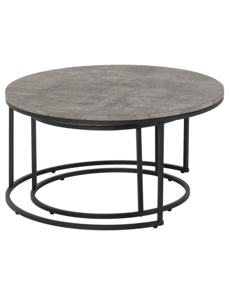 Athens Round Table Coffee Table Set - Concrete Effect