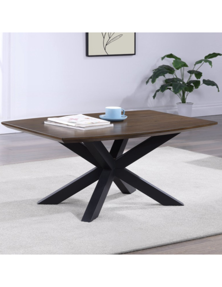 Nevada Rectangular Coffee Table with Parquet Top - Mindi Wood