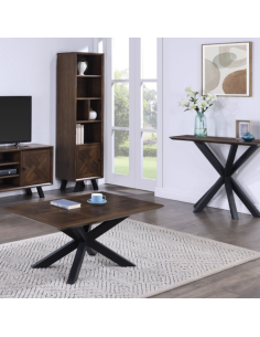 Nevada Rectangular Coffee Table with Parquet Top - Mindi Wood 2