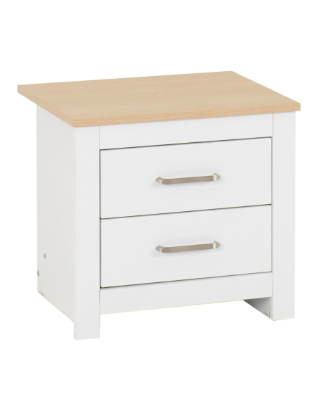 Portland 2 Drawer Bedside Locker - White/Oak Effect