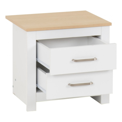 Portland 2 Drawer Bedside Locker - White/Oak Effect