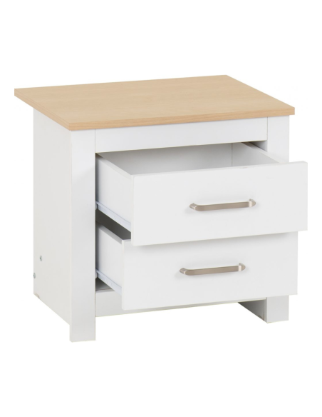 Portland 2 Drawer Bedside Locker - White/Oak Effect