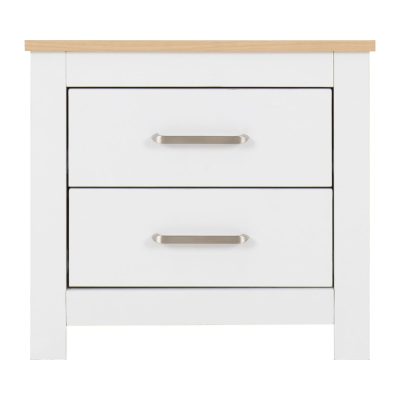 Portland 2 Drawer Bedside Locker - White/Oak Effect