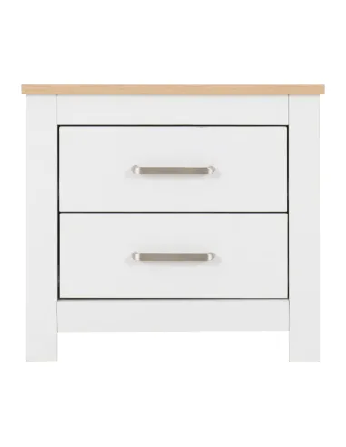 Portland 2 Drawer Bedside Locker - White/Oak Effect