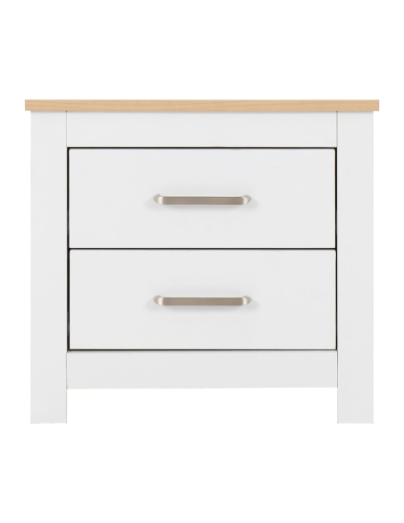 Portland 2 Drawer Bedside Locker - White/Oak Effect