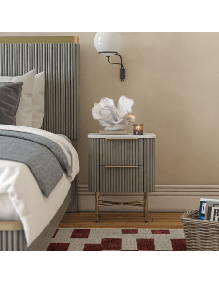 Lexington Narrow Bedside Locker - Mango Charcoal/Marble