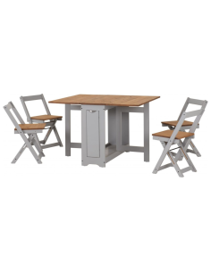 Santos Butterfly Dining Set (x4 Chairs) - Grey Slate/Distressed Waxed Pine 2