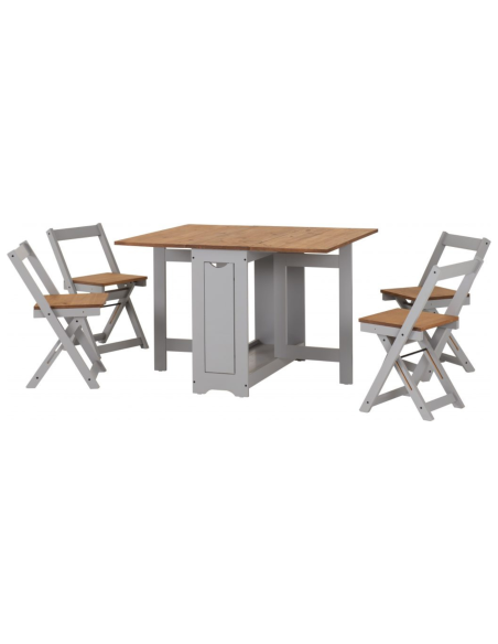 Santos Butterfly Dining Set (x4 Chairs) - Grey Slate/Distressed Waxed Pine