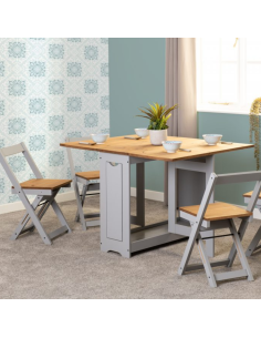 Santos Butterfly Dining Set (x4 Chairs) - Grey Slate/Distressed Waxed Pine