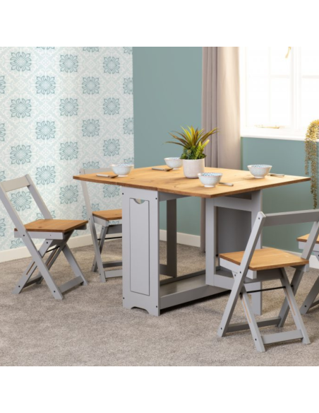 Santos Butterfly Dining Set (x4 Chairs) - Grey Slate/Distressed Waxed Pine