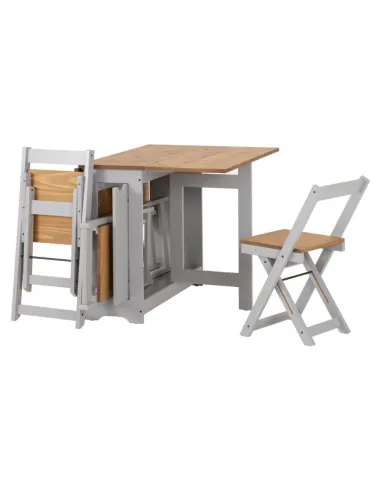 Santos Butterfly Dining Set (x4 Chairs) - Grey Slate/Distressed Waxed Pine