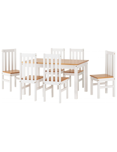 Ludlow 1+6 Dining Set - White/Oak Effect 2