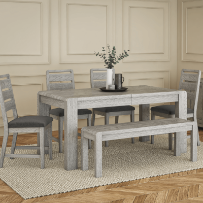 Tulip Dining Bench - Grey Stain Oak