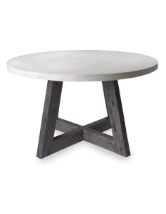 Aurelius 1300mm Round Dining Table - White Concrete/Acacia 2