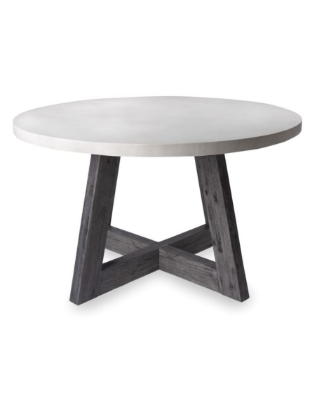 Aurelius 1300mm Round Dining Table - White Concrete/Acacia