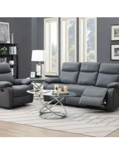 Cambridge 3+1+1 Manual Recliner Sofa Set - Grey Fabric