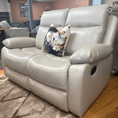 Cambridge 2 Seater Manual Recliner Sofa - Beige Leathaire BAD IMAGES