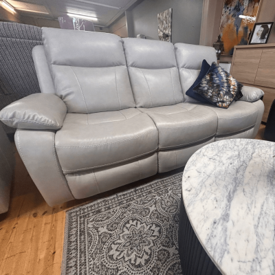 Cambridge 3 Seater Manual Recliner Sofa - Beige Leathaire BAD IMAGES