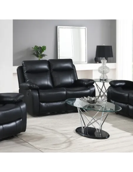 Cambridge 3+2 Manual Recliner Sofa Set - Black Leathaire