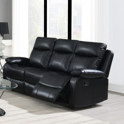 Cambridge 3+2 Manual Recliner Sofa Set - Black Leathaire