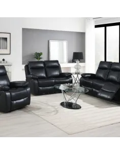 Cambridge 3+1+1 Manual Recliner Sofa Set - Black Leathaire