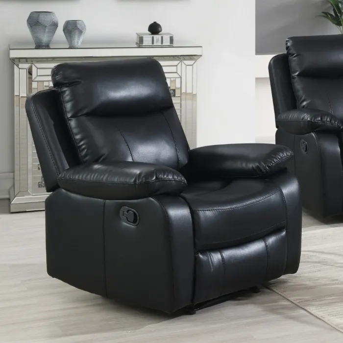 Cambridge 3+1+1 Manual Recliner Sofa Set - Black Leathaire