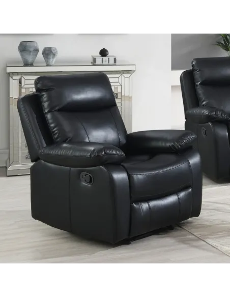 Cambridge 3+1+1 Manual Recliner Sofa Set - Black Leathaire
