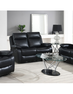 Cambridge 2 Seater Manual Recliner Sofa - Black Leathaire