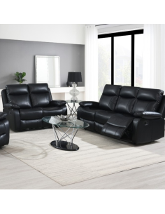 Cambridge 3 Seater Manual Recliner Sofa - Black Leathaire 2