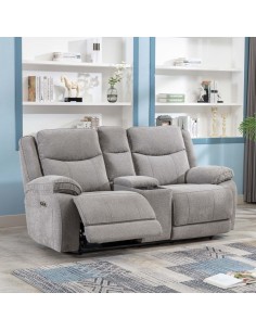 Lahinch 2 Seater Electric Recliner Sofa with Console - Light Grey