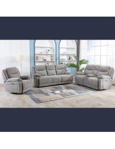 Lahinch 2 Seater Electric Recliner Sofa with Console - Light Grey 2