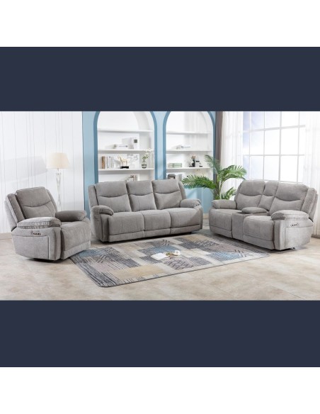 Lahinch 2 Seater Electric Recliner Sofa with Console - Light Grey