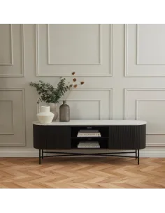 Lantine Extra Large Media Stand - Mango Charcoal/Marble