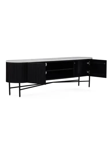 Lantine Extra Large Media Stand - Mango Charcoal/Marble