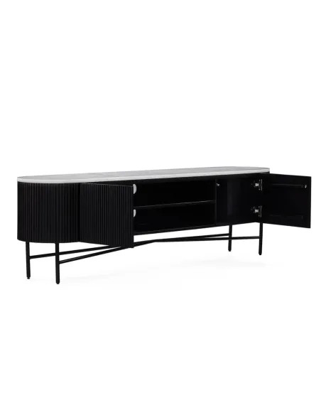 Lantine Extra Large Media Stand - Mango Charcoal/Marble