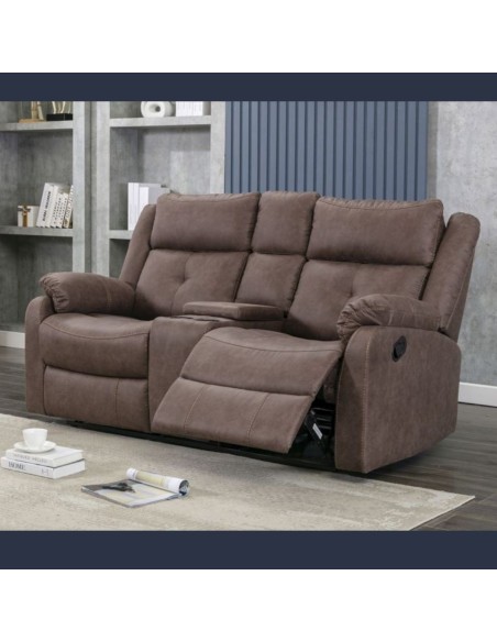 Schull 2 Seater Sofa with Console - Chestnut